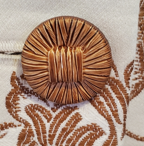 ALEX NEW YORK Cream Cognac Embroidered Satin  Eccentric Blazer Jacket Size 6 - Picture 4 of 11